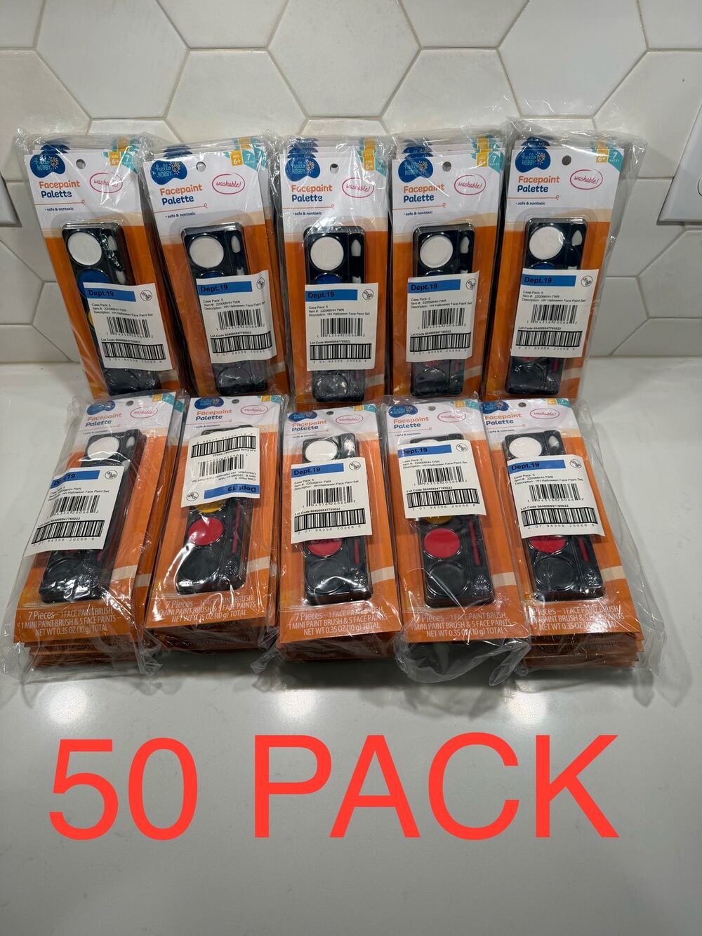 Face Paint Palette Set Halloween Makeup 2 Brushes 5 Paints Hello Hobby Lot of 50
